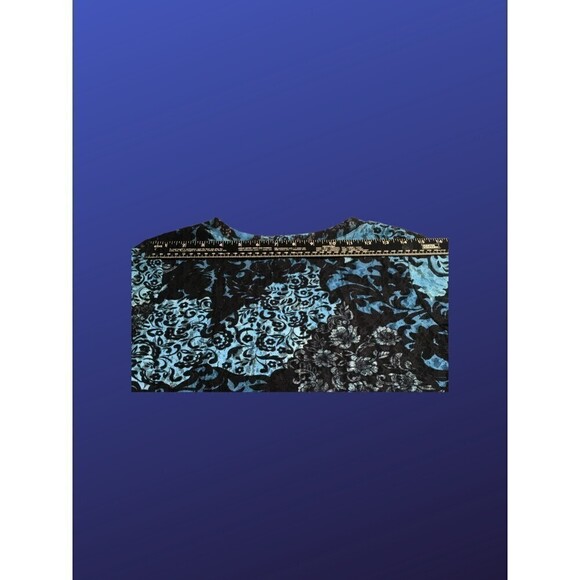 INC INTERNATIONAL CONCEPTS Lace Overlay Top, BLUE/BLACK FLORAL, Size M, NWOT - Picture 7 of 8